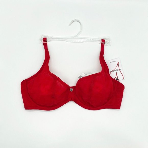 Calvin Klein Womens I Love You Full Coverage Unlined Demi Cups T-Shiirt Bra Red - Picture 4 of 9